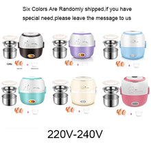Load image into Gallery viewer, DMWD Mini Electric Rice Cooker Stainless Steel 2/3 Layers Steamer Portable Meal Thermal Heating Lunch Box Food Container Warmer