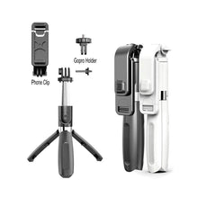 Load image into Gallery viewer, 4 In1 Bluetooth Wireless Selfie Stick Tripod Foldable & Monopods Universal for Smartphones for Gopro and Sports Action Cameras