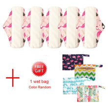 Load image into Gallery viewer, DropShipping Reusable Bamboo Charcoal Hygiene Menstrual Pads 5PCS with Waterproof Bag Washable Women Sanitary Pads for Women