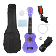 Load image into Gallery viewer, Ukulele Combo 21 Ukulele Black Soprano 4 Strings Uke Hawaii Bass Stringed Musical Instrument Set Kits+Tuner+String+Strap+Bag