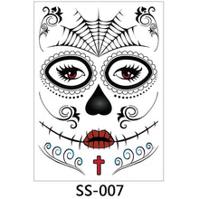 Load image into Gallery viewer, Facial makeup Sticker Special Waterproof Face tattoo Day of The Dead Skull Face dress up Halloween Temporary Tattoo Stickers