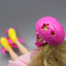 Load image into Gallery viewer, New 4PCS/Set Decorative Roller Skate Fancy Doll Shoes headset helmet For Barbie Kids Girls Toy Roller Play Girls Gifts