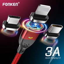 Load image into Gallery viewer, FONKEN Magnetic Cable Micro USB Type C Magnetic Charging Cables Magnetic Charger for iPhone Samsung Huawei Xiaomi Quick Charge