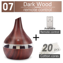 Load image into Gallery viewer, 300ML USB humidifier Electric oil Aromatherapy wood grain Ultrasonic air diffuser with 7 colors lights for home office Car