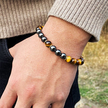 Load image into Gallery viewer, Buddha Bracelet Men Red Tiger Eye Natural Stone 8mm Black Obsidian Hematite Beads Elastic Charm Bracelets Homme Jewelry Gift