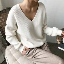 Load image into Gallery viewer, Aachoae Womens Sweaters 2020 Autumn Winter Casual V Neck Women Pullover Sweater Solid Long Sleeve Loose Knitted Cashmere Top