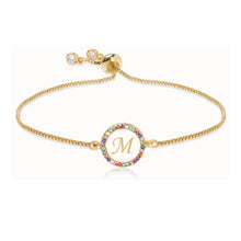 Load image into Gallery viewer, Adjustable Rainbow Zircon 26 Letter Bracelet Women shell Zircon crystal Bracelet Femme Valentine's day wedding Gifts Jewelry