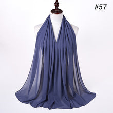 Load image into Gallery viewer, women plain bubble chiffon scarf hijab wrap printe solid color shawls headband muslim hijabs scarves/scarf 60 colors