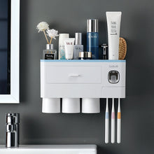 Load image into Gallery viewer, Bathroom Accessories organizer Set Toothbrush Holder Automatic Toothpaste Dispenser Holder Toothbrush Wall Mount Rack Tools Set
