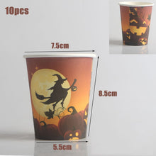 Load image into Gallery viewer, Halloween Decoration Supplies Tablecloths Straws Paper Plates Paper Cups Halloween Party Supplies Halloween Door Falg HY1