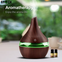 Load image into Gallery viewer, 300ML USB Electric Humidifier Essential Aroma Oil Diffuser Ultrasonic Wood Grain Air Humidifier USB Mini Mist Maker LED Light