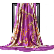 Load image into Gallery viewer, Silk Scarf Women Print hair neck Square Scarves Office Ladies Shawl Bandanna 90*90cm Muslim Hijab Handkerchief muffler foulard