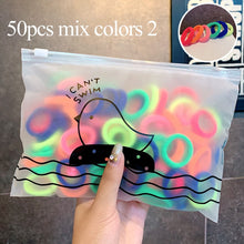 Load image into Gallery viewer, 50/100pcs/Set Girls Colorful Nylon Small Elastic Hair Bands Children Ponytail Holder Scrunchie Headband Kids Hair Accessories