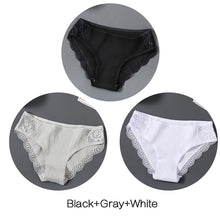 Load image into Gallery viewer, FINETOO Women's Panties 3Pcs/set Soft Cotton Underwear M-XL Sexy Lace Panty Women Underpants Girl Briefs Fashion Female Lingerie