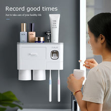 Load image into Gallery viewer, Bathroom Accessories organizer Set Toothbrush Holder Automatic Toothpaste Dispenser Holder Toothbrush Wall Mount Rack Tools Set