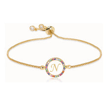 Load image into Gallery viewer, Adjustable Rainbow Zircon 26 Letter Bracelet Women shell Zircon crystal Bracelet Femme Valentine's day wedding Gifts Jewelry