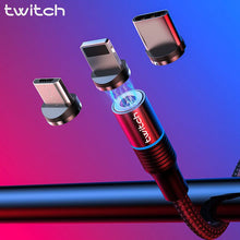 Load image into Gallery viewer, Twitch 2m Magnetic Micro USB Cable For iPhone Samsung Android Mobile Phone Fast Charging USB Type C Cable Magnet Charger Wire