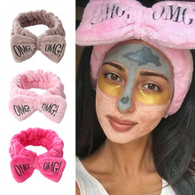 Load image into Gallery viewer, 2020 New Letter OMG Headbands for Women Girls Bow Wash Face Turban Makeup Elastic Hair Bands Coral Fleece Hair Accessories