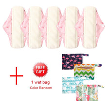 Load image into Gallery viewer, DropShipping Reusable Bamboo Charcoal Hygiene Menstrual Pads 5PCS with Waterproof Bag Washable Women Sanitary Pads for Women