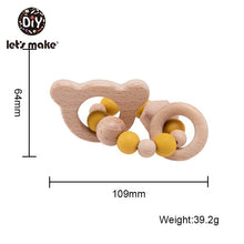Load image into Gallery viewer, Let's Make Wooden Rattle Teether Baby Toys Engraved Wood Beads Hexagon Teether Silicone Beads 12Mm Tiny Rod Baby Crib Rattle