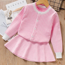 Load image into Gallery viewer, Bear Leader Girls Dress 2021 Winter Geometric Pattern Dress Long Sleeve Girls Clothes Top Coat+ Tutu Dress Sweater Knitwear 2pcs