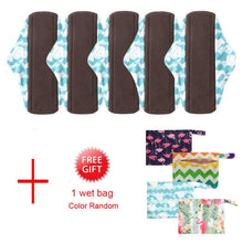 Load image into Gallery viewer, DropShipping Reusable Bamboo Charcoal Hygiene Menstrual Pads 5PCS with Waterproof Bag Washable Women Sanitary Pads for Women