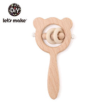 Load image into Gallery viewer, Let's Make Wooden Rattle Teether Baby Toys Engraved Wood Beads Hexagon Teether Silicone Beads 12Mm Tiny Rod Baby Crib Rattle