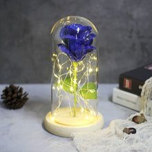 Load image into Gallery viewer, 6 Colour Beauty And The Beast Red Rose In A Glass Dome On A Wooden Base For Valentine's Gifts LED Rose Lamps Christmas