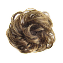 Load image into Gallery viewer, Delice Women's Wrap On Messy Bun Curly Scrunchie Chignon With Rubber Band Brown Black Synthetic Hair Ring