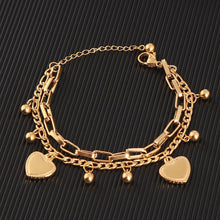 Load image into Gallery viewer, New Arrive Double Stainless Steel Religious Bracelet For Women Female Gold Color Beads Bracelet Jesus Pendant Lady Jewelry Gift