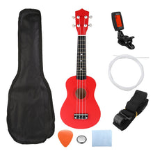 Load image into Gallery viewer, Ukulele Combo 21 Ukulele Black Soprano 4 Strings Uke Hawaii Bass Stringed Musical Instrument Set Kits+Tuner+String+Strap+Bag