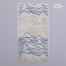 Load image into Gallery viewer, 1 Sheet Holo Black Gold 5D Nail Sticker Decal Tassel Strip Line Slider Foils Adhesive Nail Art Decoration