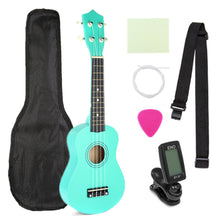 Load image into Gallery viewer, Ukulele Combo 21 Ukulele Black Soprano 4 Strings Uke Hawaii Bass Stringed Musical Instrument Set Kits+Tuner+String+Strap+Bag