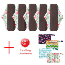 Load image into Gallery viewer, DropShipping Reusable Bamboo Charcoal Hygiene Menstrual Pads 5PCS with Waterproof Bag Washable Women Sanitary Pads for Women