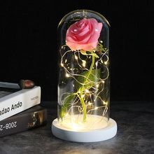 Load image into Gallery viewer, 6 Colour Beauty And The Beast Red Rose In A Glass Dome On A Wooden Base For Valentine's Gifts LED Rose Lamps Christmas