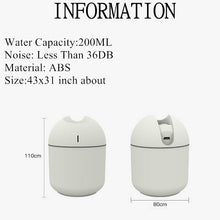 Load image into Gallery viewer, 200ML Ultrasonic Mini Air Humidifier Aroma Essential Oil Diffuser for Home Car USB Fogger Anion Mist Maker with LED Night Lamp