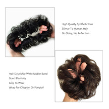 Load image into Gallery viewer, Delice Women's Wrap On Messy Bun Curly Scrunchie Chignon With Rubber Band Brown Black Synthetic Hair Ring