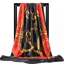 Load image into Gallery viewer, Silk Scarf Women Print hair neck Square Scarves Office Ladies Shawl Bandanna 90*90cm Muslim Hijab Handkerchief muffler foulard