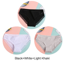 Load image into Gallery viewer, FINETOO Women's Panties 3Pcs/set Soft Cotton Underwear M-XL Sexy Lace Panty Women Underpants Girl Briefs Fashion Female Lingerie