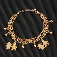 Load image into Gallery viewer, New Arrive Double Stainless Steel Religious Bracelet For Women Female Gold Color Beads Bracelet Jesus Pendant Lady Jewelry Gift