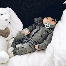 Load image into Gallery viewer, 2019 Winter Warm Newborn Baby Boys Hooded Romper Jumpsuit Infant Clothes Outfits Set Cartoon Deer Print Infant Clothing