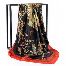 Load image into Gallery viewer, Silk Scarf Women Print hair neck Square Scarves Office Ladies Shawl Bandanna 90*90cm Muslim Hijab Handkerchief muffler foulard