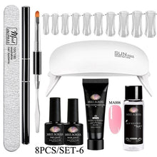 Load image into Gallery viewer, MEET ACROSS Poly UV Gel Set Nail Gel Kit 20/30ml Crystal Builder Clear Colors Gel with Lamp Gel Nail Polish For Nail Extensions