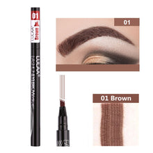 Load image into Gallery viewer, 5 Colors Eyebrow Pen Waterproof 4 Fork Tip Eyebrow Tattoo Pencil Cosmetic Long Lasting Natural Dark Brown Liquid Eye Brow Pencil