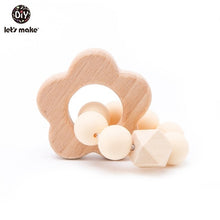 Load image into Gallery viewer, Let's Make Wooden Rattle Teether Baby Toys Engraved Wood Beads Hexagon Teether Silicone Beads 12Mm Tiny Rod Baby Crib Rattle