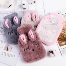 Load image into Gallery viewer, Winter Cartoon Rabbit Hot Water Bottle PVC Stress Pain Relief Therapy Hot Water Bag With Knitted Soft Cozy Cover Hand Warmer 1pc