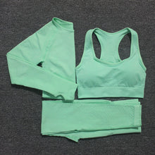 Load image into Gallery viewer, 10 Colors Yoga Set Vital Fitness Sports Suit Women Seamless Leggings Sports Bra+Long Sleeve Crop Top Running Gym Clothing Femme