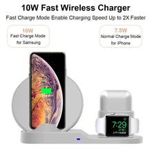 Load image into Gallery viewer, 3 in 1 10W Fast Wireless Charger Dock Station Fast Charging For iPhone XR XS Max 8 for Apple Watch 3 4 5 For AirPods For Samsung