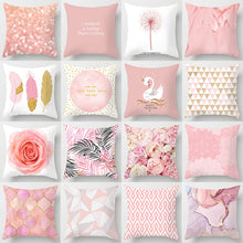 Load image into Gallery viewer, New Pink Roses Feathers Geometric Cushion Cover Modern Fashion Nordic Simple Pillowcase Decorative Sofa Seat Throw Pillows Cover