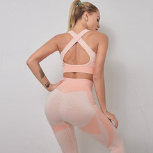 Load image into Gallery viewer, X-HERR Women Yoga Set Gym Workout Clothes Crop Top Long Sleeve Zipper Front Seamless Tight High Waist Design